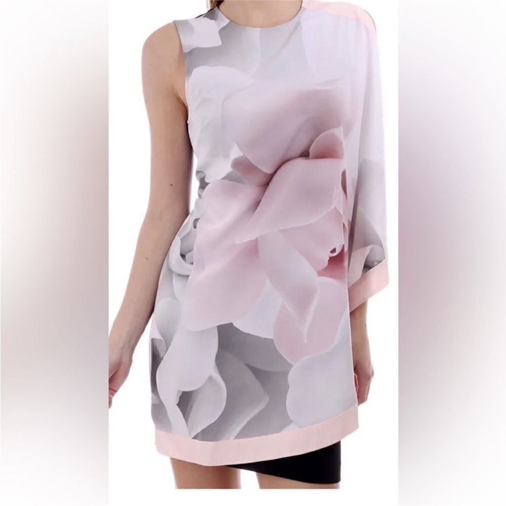 Ted Baker One Shoulder Dress - Pink and Gray Floral, S - Picture 3 of 14